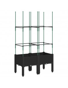 Fioriera da Giardino con Traliccio Nera 80x40x142,5 cm in PP