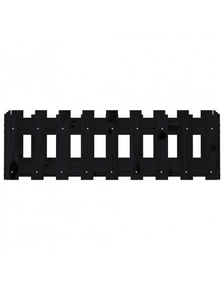Fioriera Giardino a Recinzione Nera 100x30x30cm Massello Pino