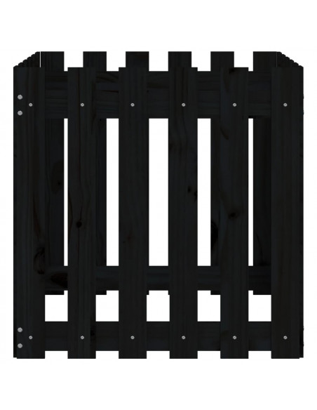 Fioriera Giardino a Recinzione Nera 60x60x60 cm Massello Pino
