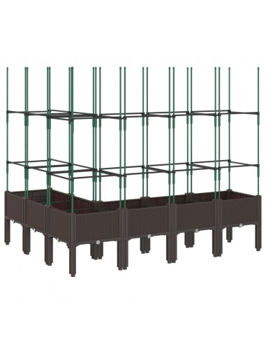 Fioriera Giardino con Graticcio Marrone 160x120x142,5 cm in PP