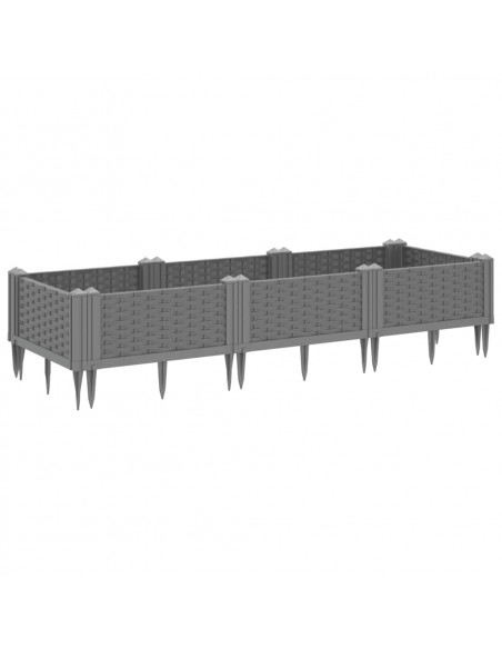 Fioriera Giardino con Picchetti Grigio Chiaro 125x40x28,5 cm PP