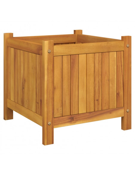 Fioriera Giardino con Rivestimento 42x42x40 cm Massello Acacia