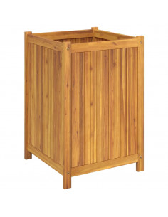 Fioriera Giardino con Rivestimento 50x50x75 cm Massello Acacia