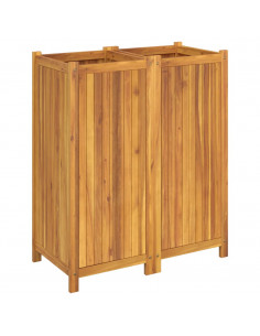 Fioriera Giardino con Rivestimento 84x42x100 cm Massello Acacia