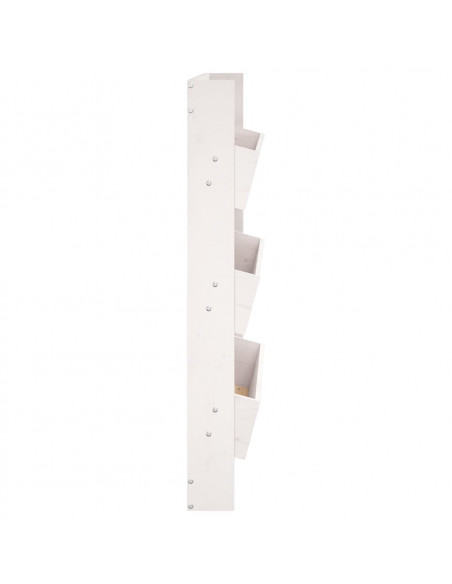 Fioriera Muro 3Ripiani Bianca 60x18,5x110cm Legno Massello Pino