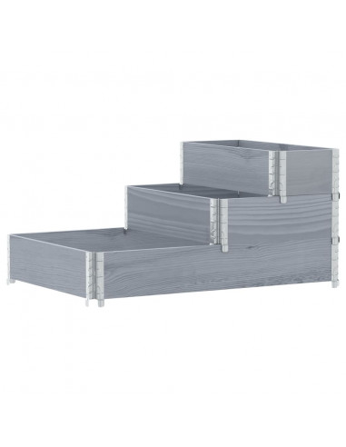 Fioriera Rialzata a 3 Livelli Grigia 120x80 cm Legno di Pino