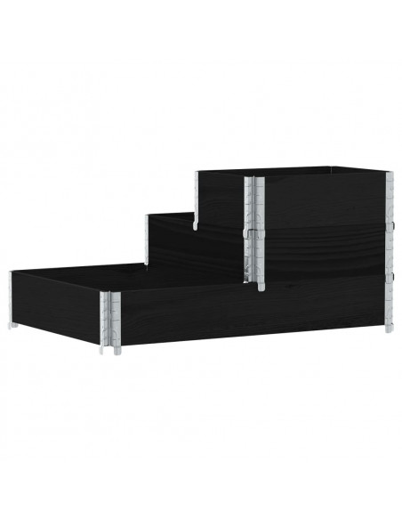 Fioriera Rialzata a 3 Livelli Nera 120x80 cm Legno di Pino