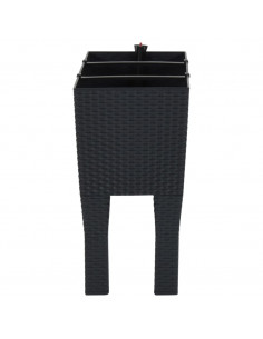 Fioriera Rialzata da Giardino Antracite 60x25x46cm in Rattan PP