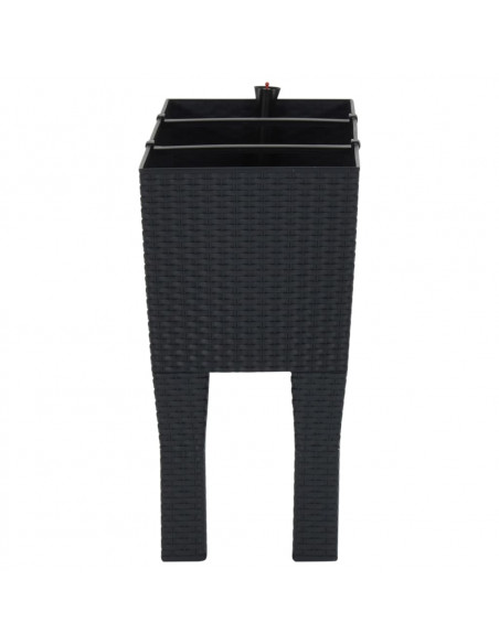 Fioriera Rialzata da Giardino Antracite 60x25x46cm in Rattan PP