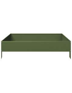 Fioriera Rialzata Giardino Verde Oliva 100x100x26 cm Acciaio