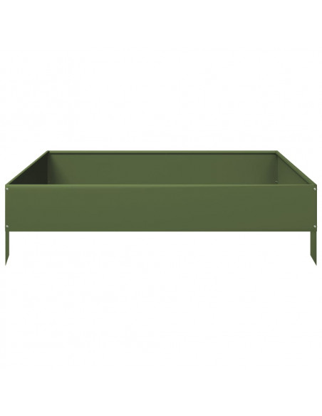 Fioriera Rialzata Giardino Verde Oliva 100x100x26 cm Acciaio