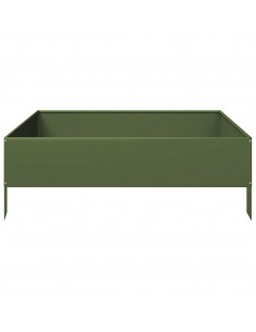 Fioriera Rialzata Giardino Verde Oliva 100x100x33,5 cm Acciaio