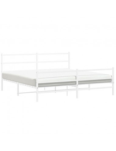 Giroletto con Testiera e Pediera Metallo Bianco 200x200 cm