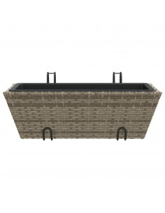 Fioriere con Ganci 2 pz Grigie in Polyrattan