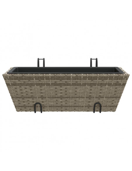 Fioriere con Ganci 2 pz Grigie in Polyrattan