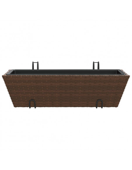 Fioriere con Ganci 2 pz Marroni in Polyrattan