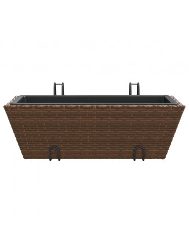 Fioriere con Ganci 2 pz Marroni in Polyrattan