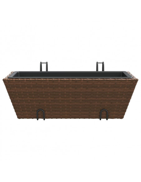 Fioriere con Ganci 2 pz Marroni in Polyrattan