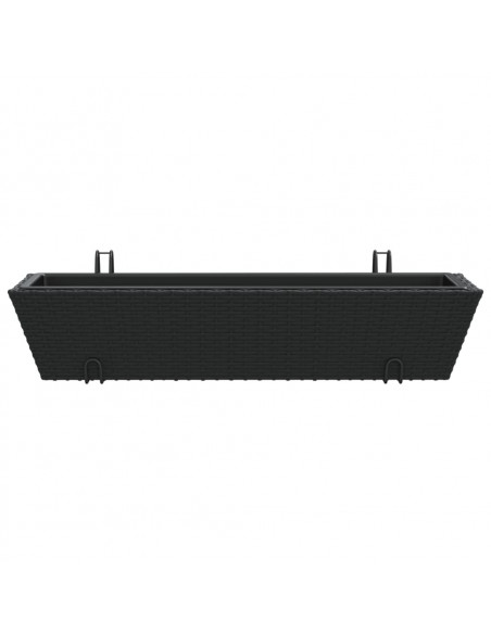 Fioriere con Ganci 2 pz Nere in Polyrattan
