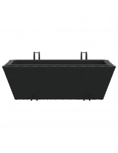 Fioriere con Ganci 2 pz Nere in Polyrattan