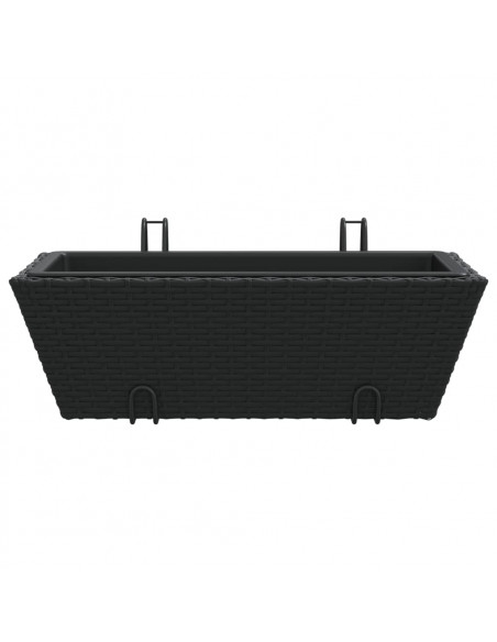 Fioriere con Ganci 2 pz Nere in Polyrattan