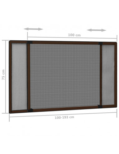 Zanzariera Allungabile per Finestre Marrone (100-193)x75 cm