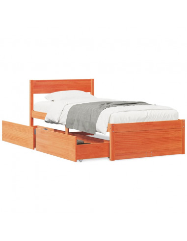 Giroletto Cassetti Marrone Cera 100x200 cm Legno Massello Pino