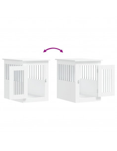 Gabbia Cani da Arredamento Bianca 45x62x59cm Legno Multistrato