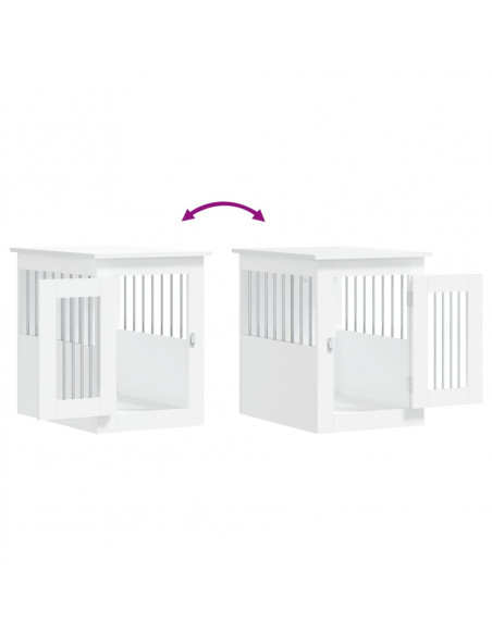 Gabbia Cani da Arredamento Bianca 45x62x59cm Legno Multistrato