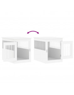 Gabbia Cani da Arredamento Bianca 55x75x65cm Legno Multistrato