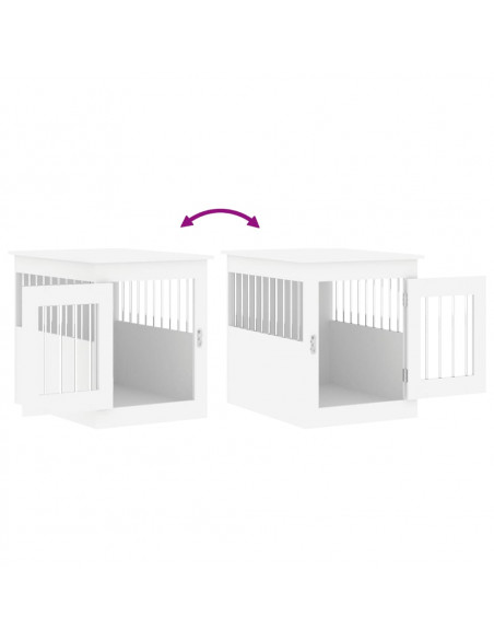 Gabbia Cani da Arredamento Bianca 55x75x65cm Legno Multistrato