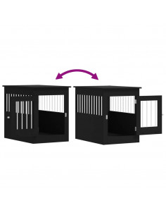 Gabbia Cani da Arredamento Nera 55x80x68cm Legno Multistrato