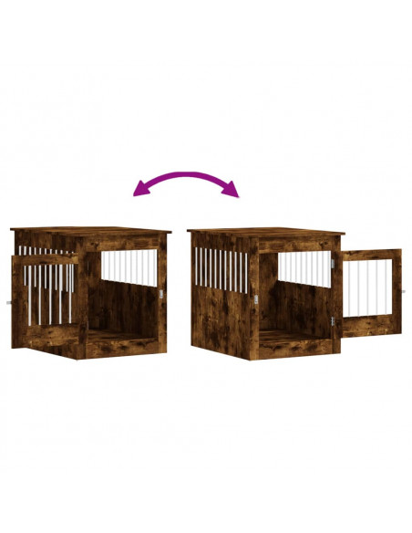 Gabbia Cani da Arredamento Rovere Fumo 64,5x80x71cm Multistrato