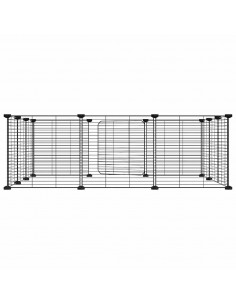 Gabbia per Animali 12 Pannelli con Porta Nero 35x35 cm Acciaio