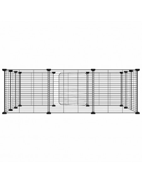 Gabbia per Animali 12 Pannelli con Porta Nero 35x35 cm Acciaio