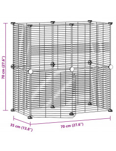 Gabbia per Animali 12 Pannelli con Porta Nero 35x35 cm Acciaio