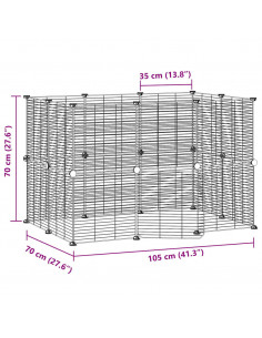 Gabbia per Animali 20 Pannelli con Porta Nera 35x35 cm Acciaio