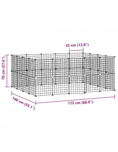 Gabbia per Animali 36 Pannelli con Porta Nera 35x35 cm Acciaio
