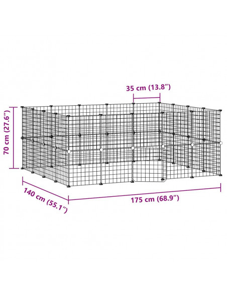 Gabbia per Animali 36 Pannelli con Porta Nera 35x35 cm Acciaio