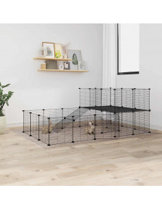 Gabbia per Animali 44 Pannelli con Porta Nera 35x35 cm Acciaio
