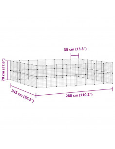 Gabbia per Animali 60 Pannelli con Porta Nera 35x35 cm Acciaio