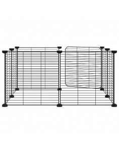 Gabbia per Animali 8 Pannelli con Porta Nero 35x35 cm Acciaio