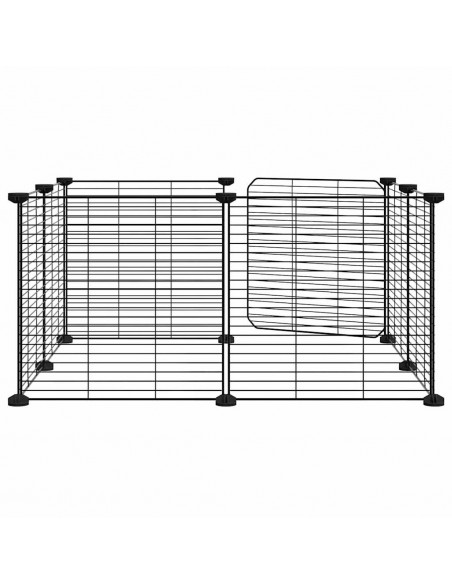 Gabbia per Animali 8 Pannelli con Porta Nero 35x35 cm Acciaio