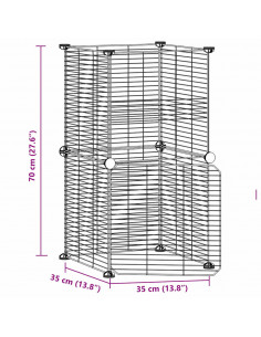 Gabbia per Animali 8 Pannelli con Porta Nero 35x35 cm Acciaio