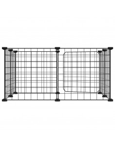 Gabbia per Animali 8 Pannelli con Porta Nero 35x35 cm Acciaio