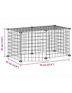 Gabbia per Animali 8 Pannelli con Porta Nero 35x35 cm Acciaio