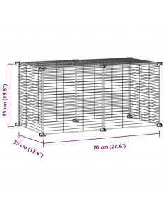 Gabbia per Animali Domestici 8 Pannelli Nero 35x35 cm Acciaio
