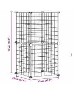 Gabbia per Animali Domestici 8 Pannelli Nero 35x35 cm Acciaio