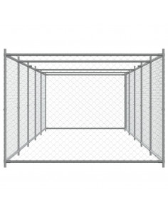 Gabbia per Cani con Porta Grigia 10x2x1,5 m in Acciaio Zincato