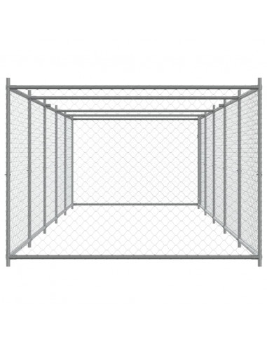 Gabbia per Cani con Porta Grigia 10x2x1,5 m in Acciaio Zincato